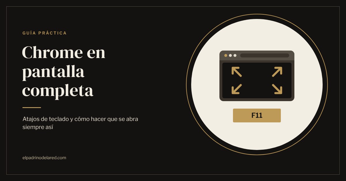 Ventana de navegador con flechas de pantalla completa y la tecla F11