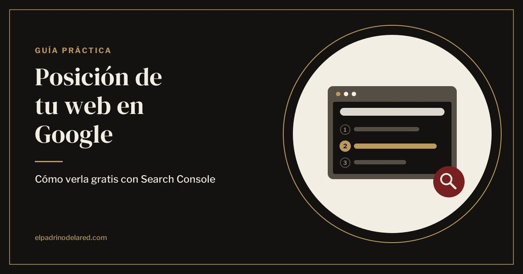 Ventana de resultados de búsqueda con la posición 2 destacada en dorado y una lupa