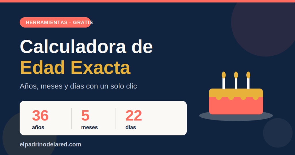 Calculadora de edad exacta que muestra años, meses y días vividos