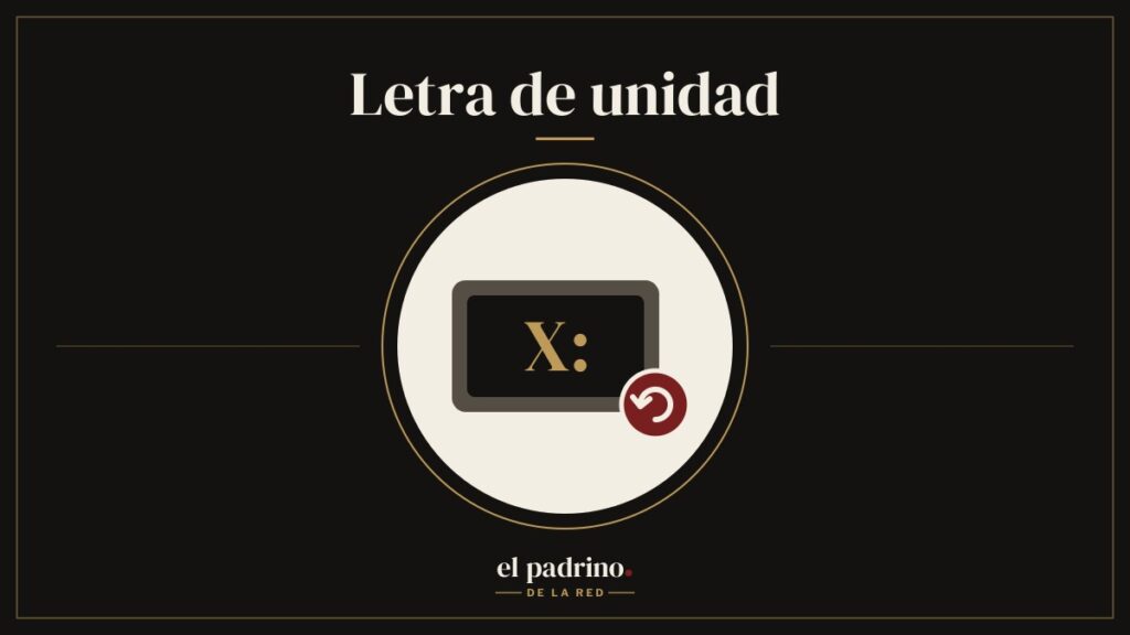 Disco duro con la letra de unidad X: y un icono de cambio