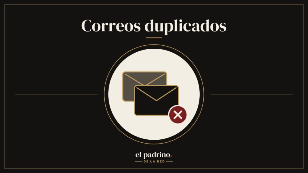 Dos sobres de correo superpuestos y una cruz roja que indica un duplicado
