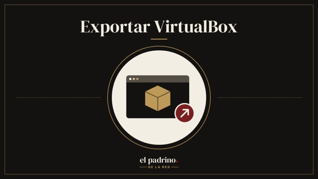Caja dorada dentro de una ventana con una flecha de exportar